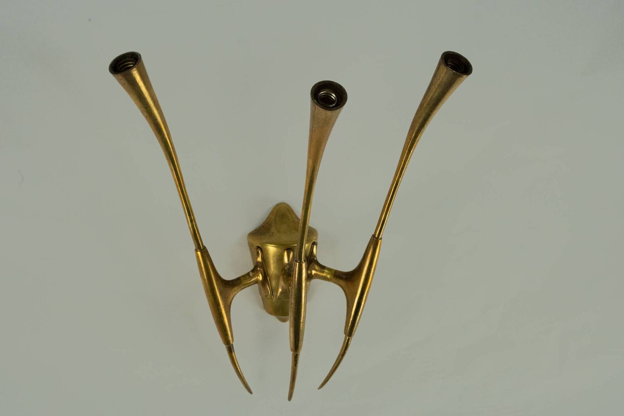 Single Brass Wall Sconce by Oscar Torlasco for Lumi Milano, Italy 1950s