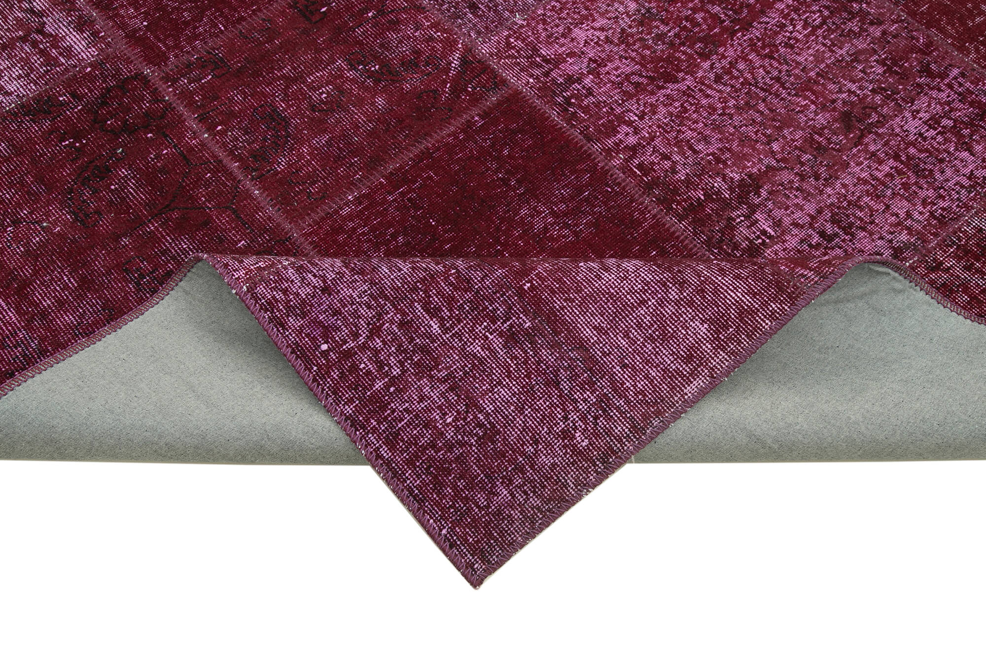Tapis turc contemporain tissé à la main 199 cm x 300 cm tapis patchwork rouge