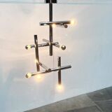 Minimalist chrome ceiling lamp from the mid-century space age by Temde, Switzerland, 1960s.