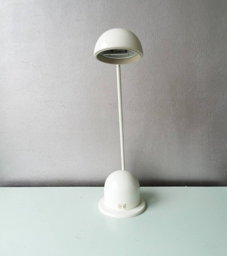 80s Vrieland white metal desk lamp