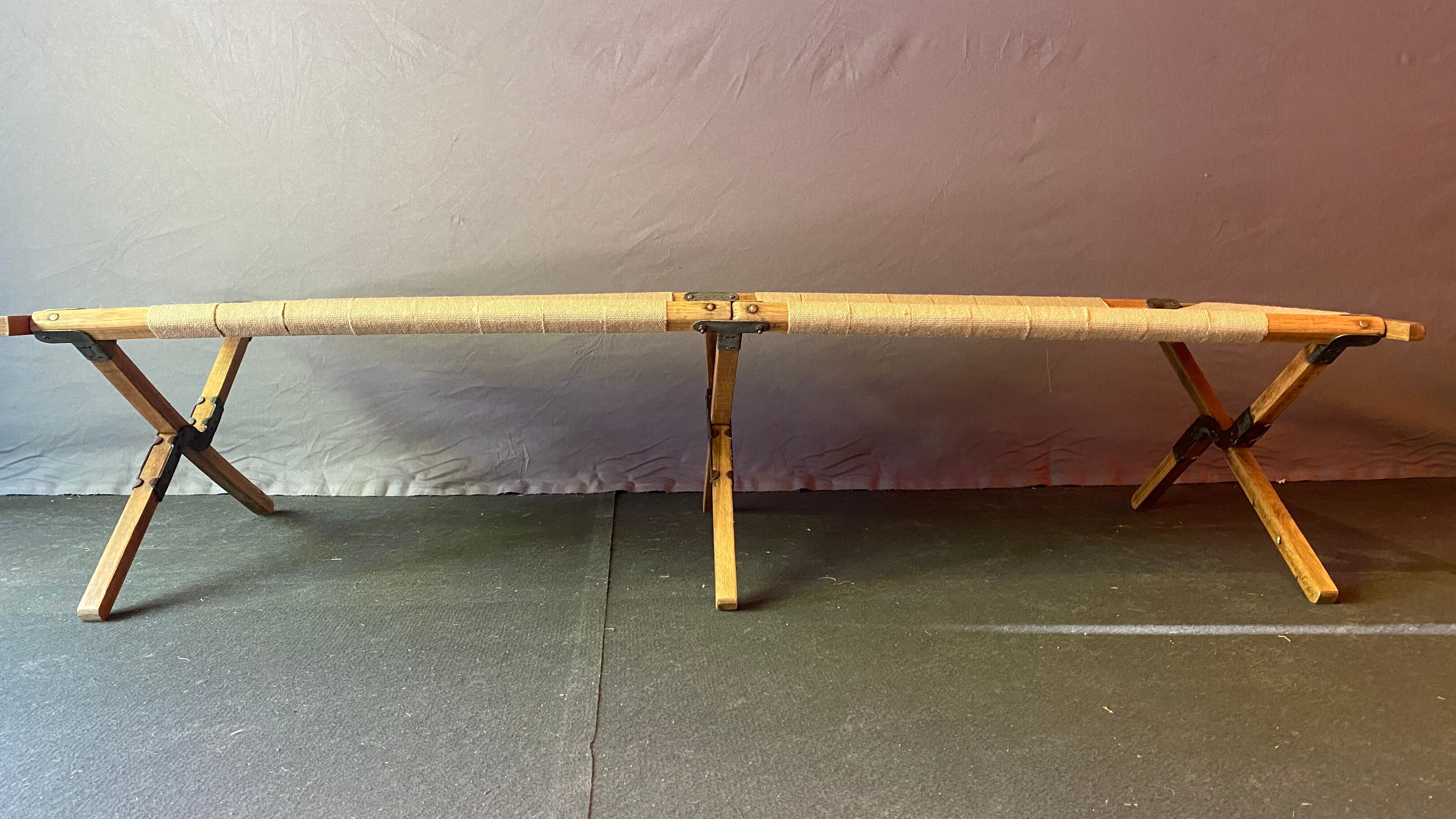 Army camp bed - daybed - jute braiding