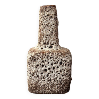 Fat lava ceramic vase from the 60s, brown and beige, Netherlands