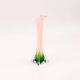 Vase en vert en forme de fleur vert et orange de style murano longiligne