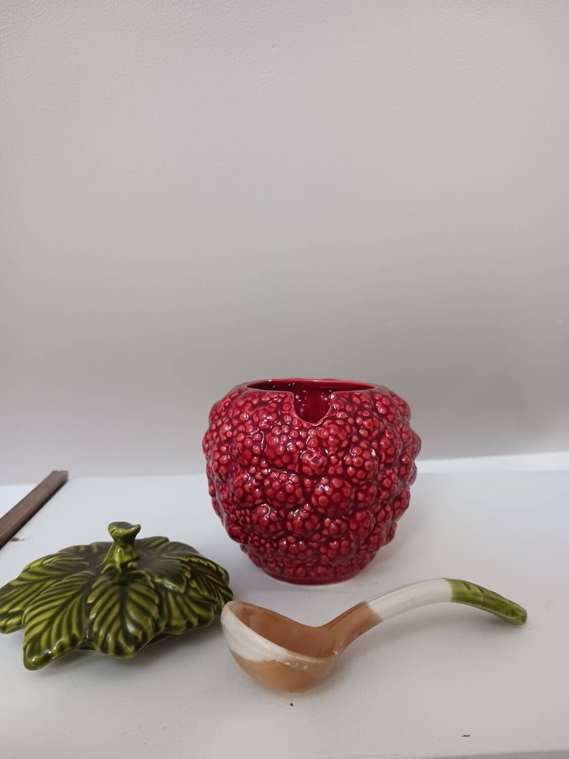 Raspberry slip sugar bowl
