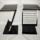 2 side tables, bedside tables in black glass and chrome metal, 1980