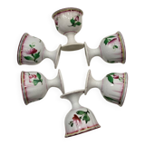 Set of 6 Lunéville Faience Egg Cups KG Reverbère