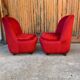 Set of 2 Mid-Century armchairs in purple velvet, 1950s Czech Republic.