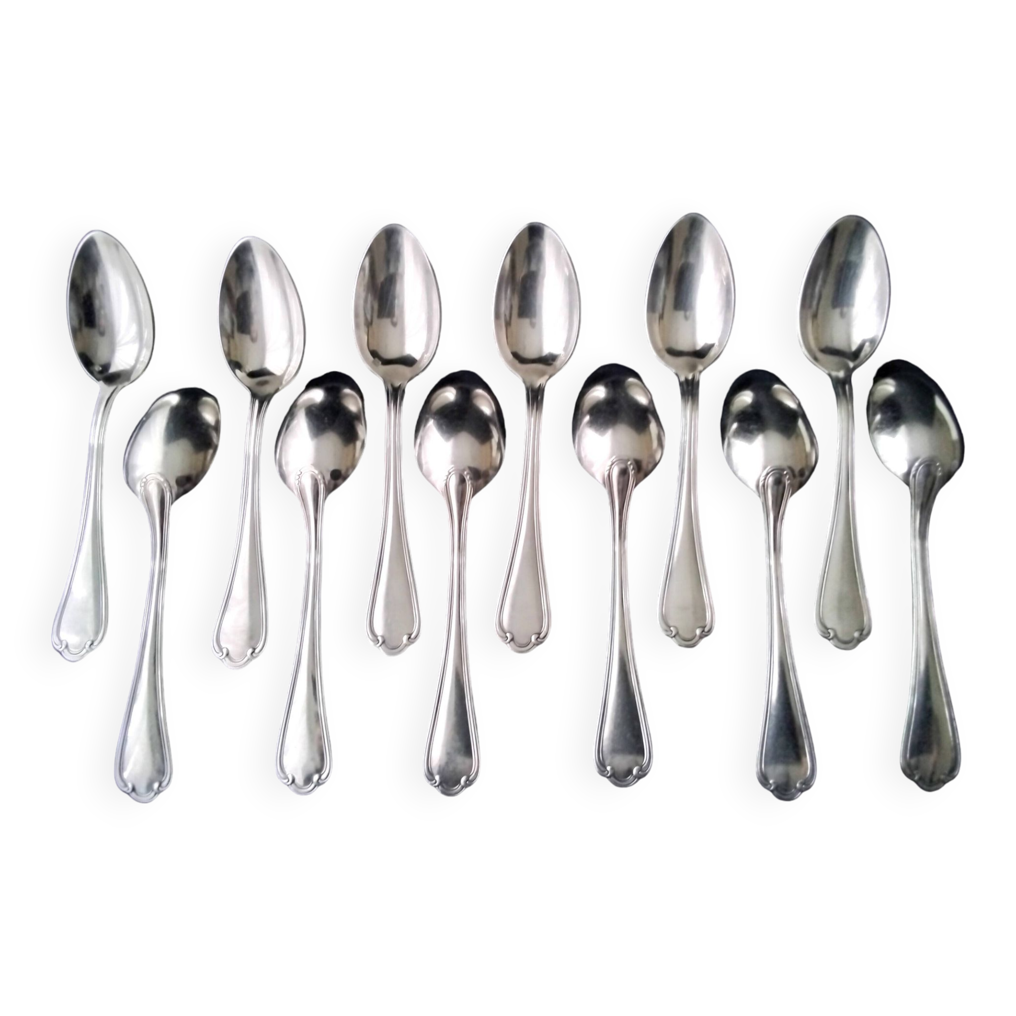 12 silver metal teaspoons Ercuis Sully model