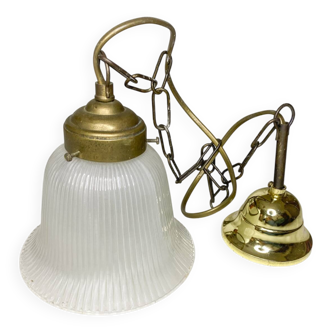 Glass and brass pendant light