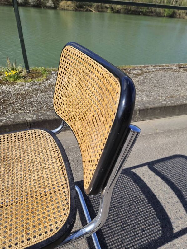 Chaise Marcel Breuer B32 en cannage d'origine signé Italy