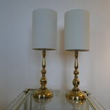 Pair of vintage Scandinavian brass lamps 1960
