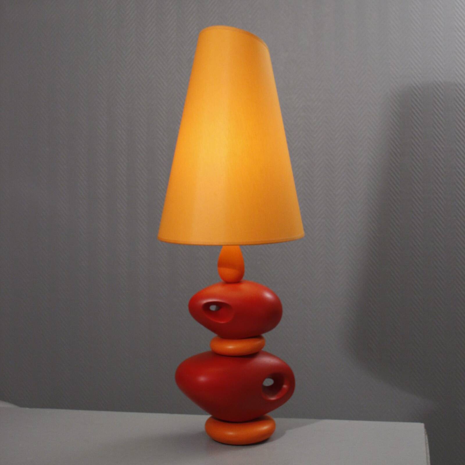Louis Drimmer large ceramic pebble lamp orange 1980s