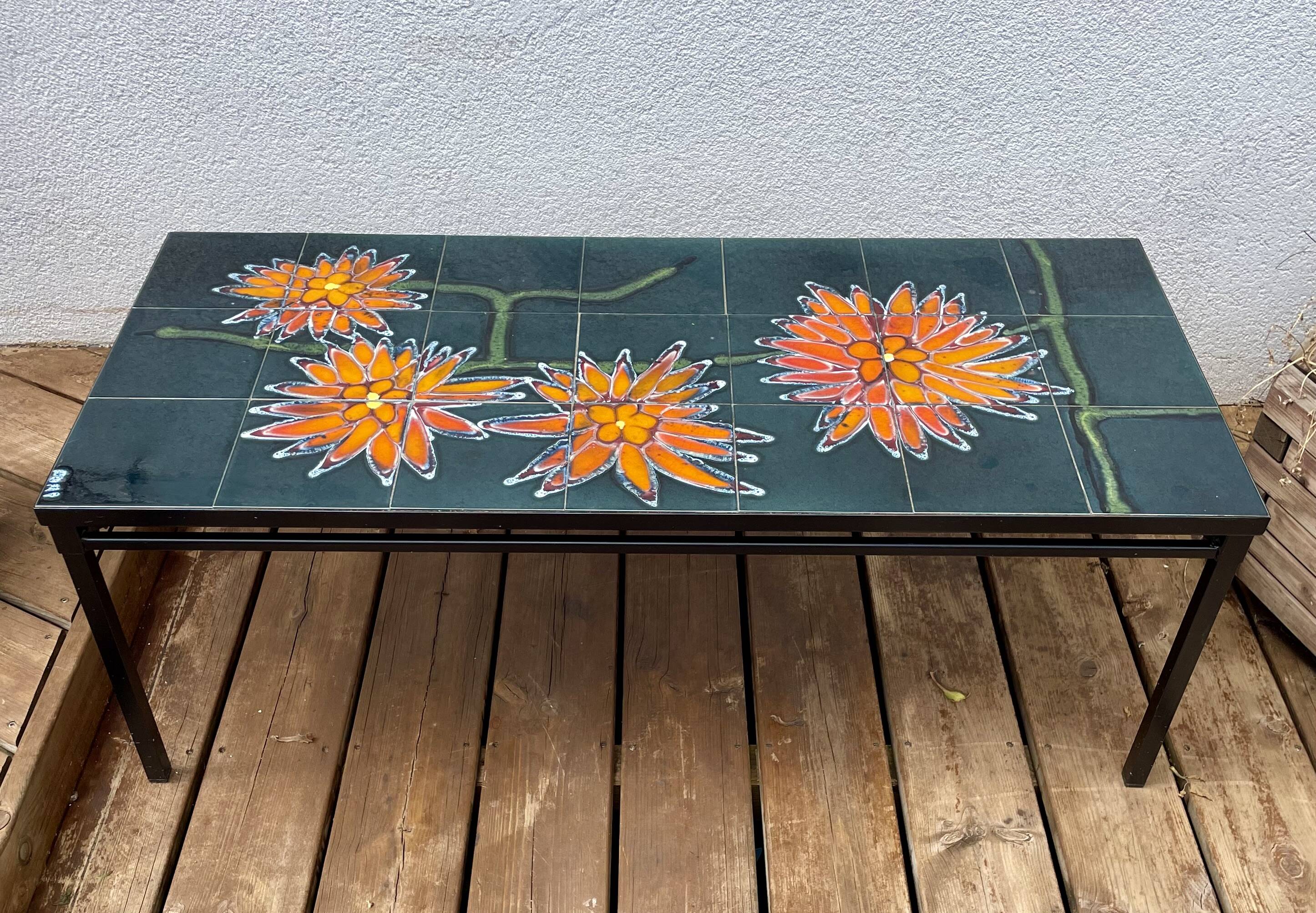 Coffee table with ceramic tile top
