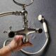 Old mixer tap + 2 shower heads with flexible hoses