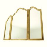 Vintage Triptych Mirror Gold Leaf Gilded Hollywood Regency 86cm