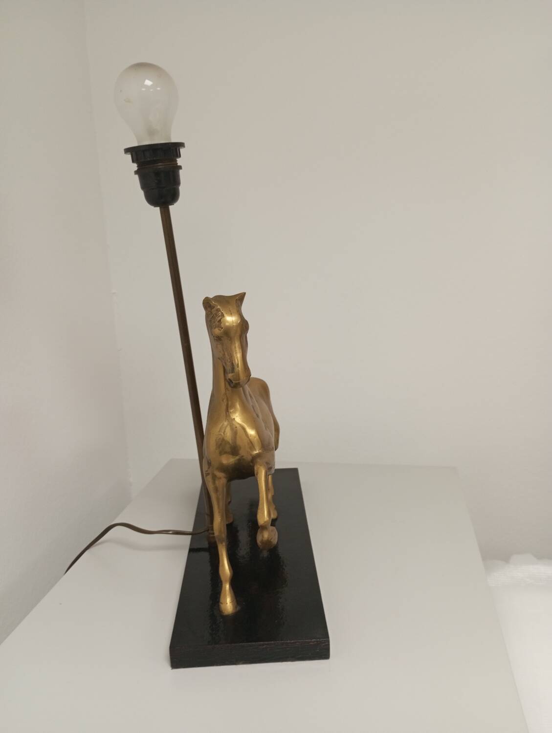Table lamp Horse in gilded brass