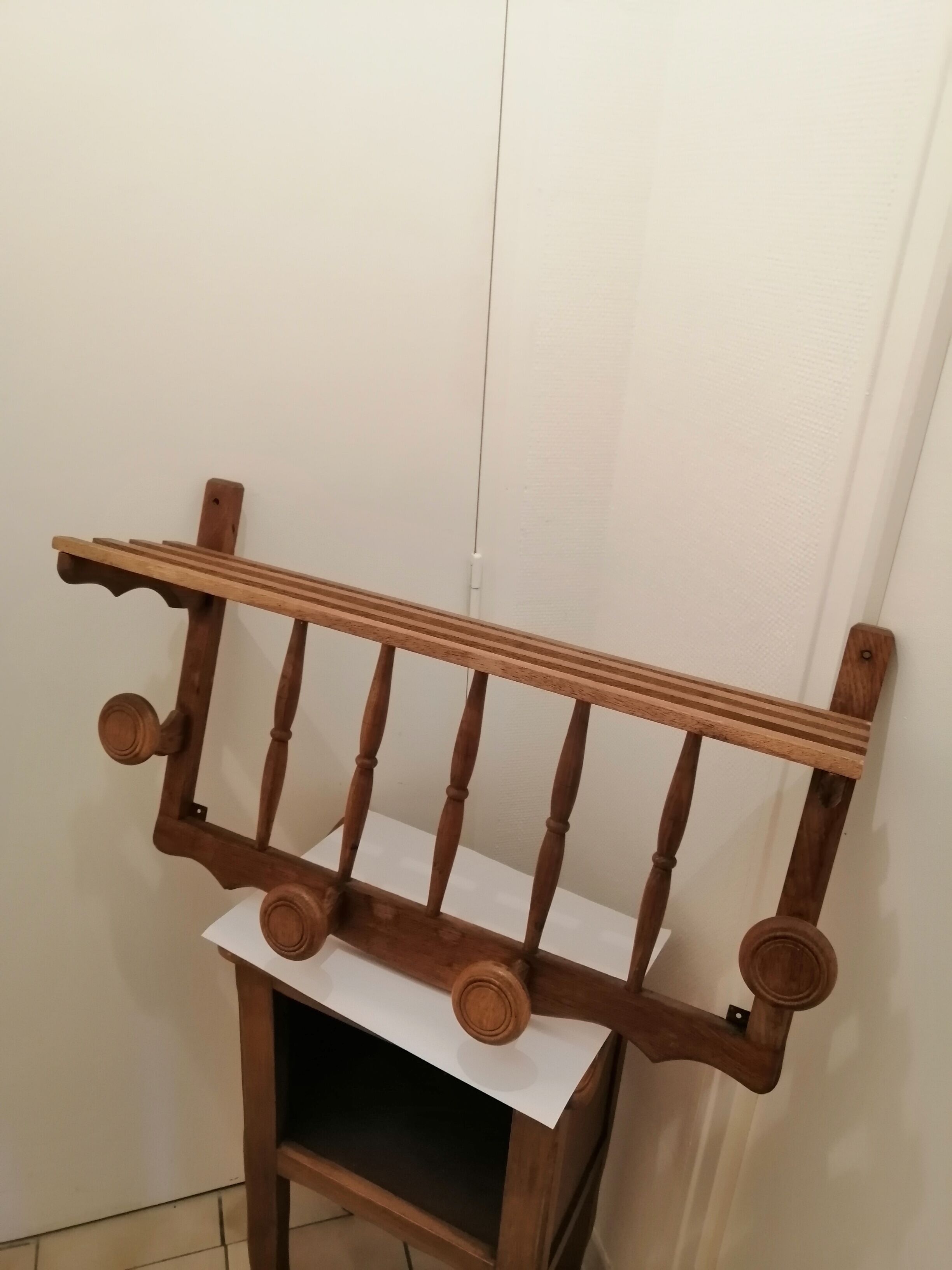 Rustic wooden wall coat rack