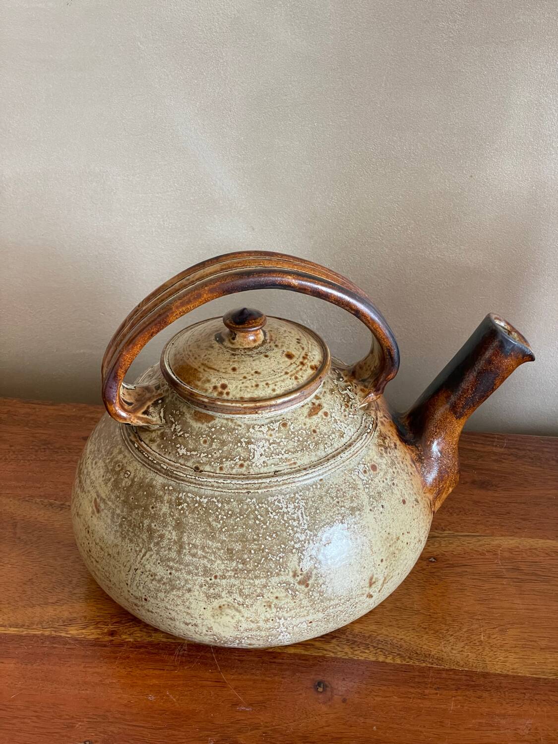 Large stoneware teapot signed JP