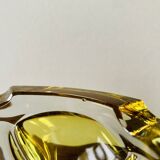Vintage ashtray in yellow and transparent molded glass