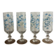 Vintage set of 4 champagne flutes Véronica myosotis