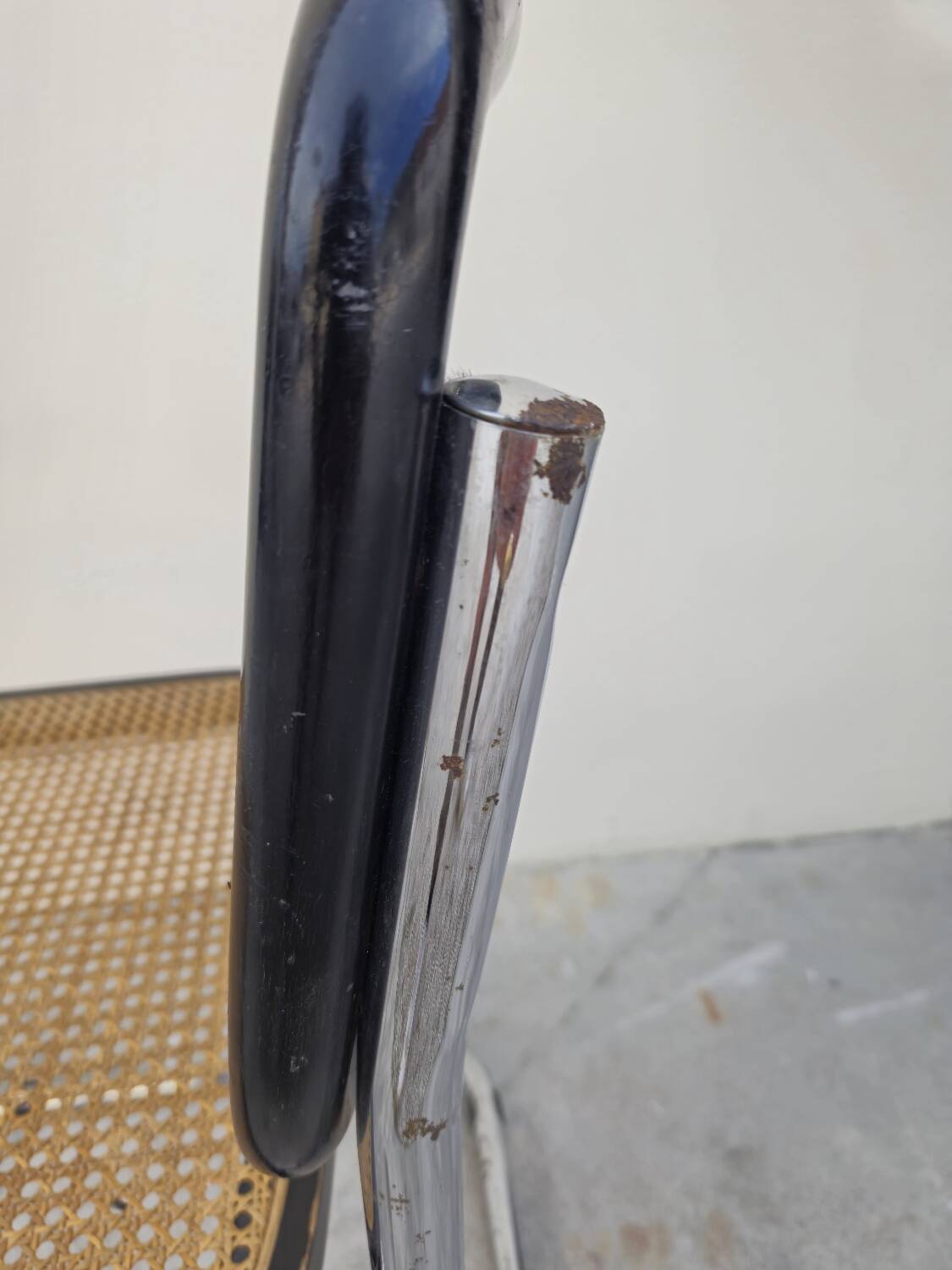 Marcel Breuer B32 chair in black cane signed Made in Italy