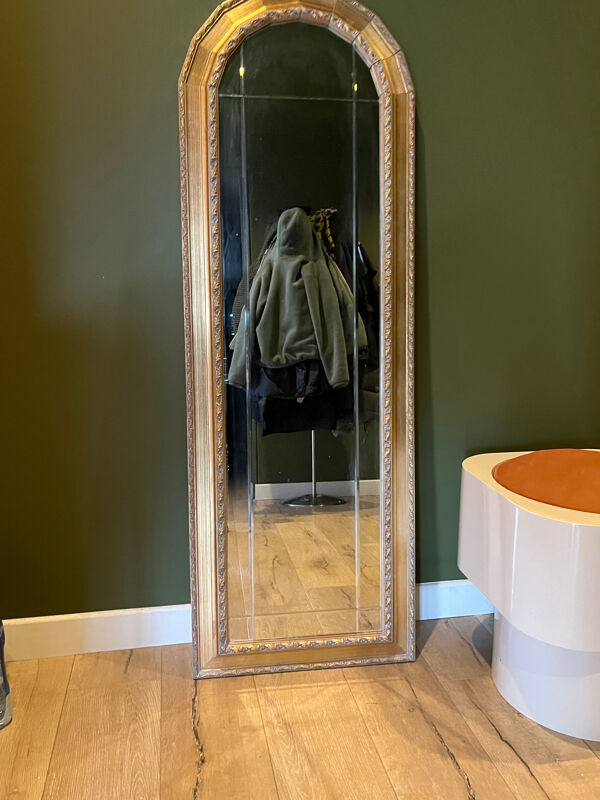 Miroir arche doré, verre biseauté, 50-60