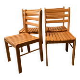 Set of 4 solid beech chairs