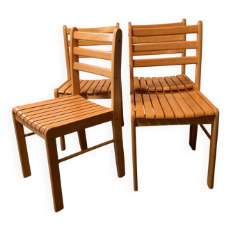Série de 4 chaises en hêtre massif