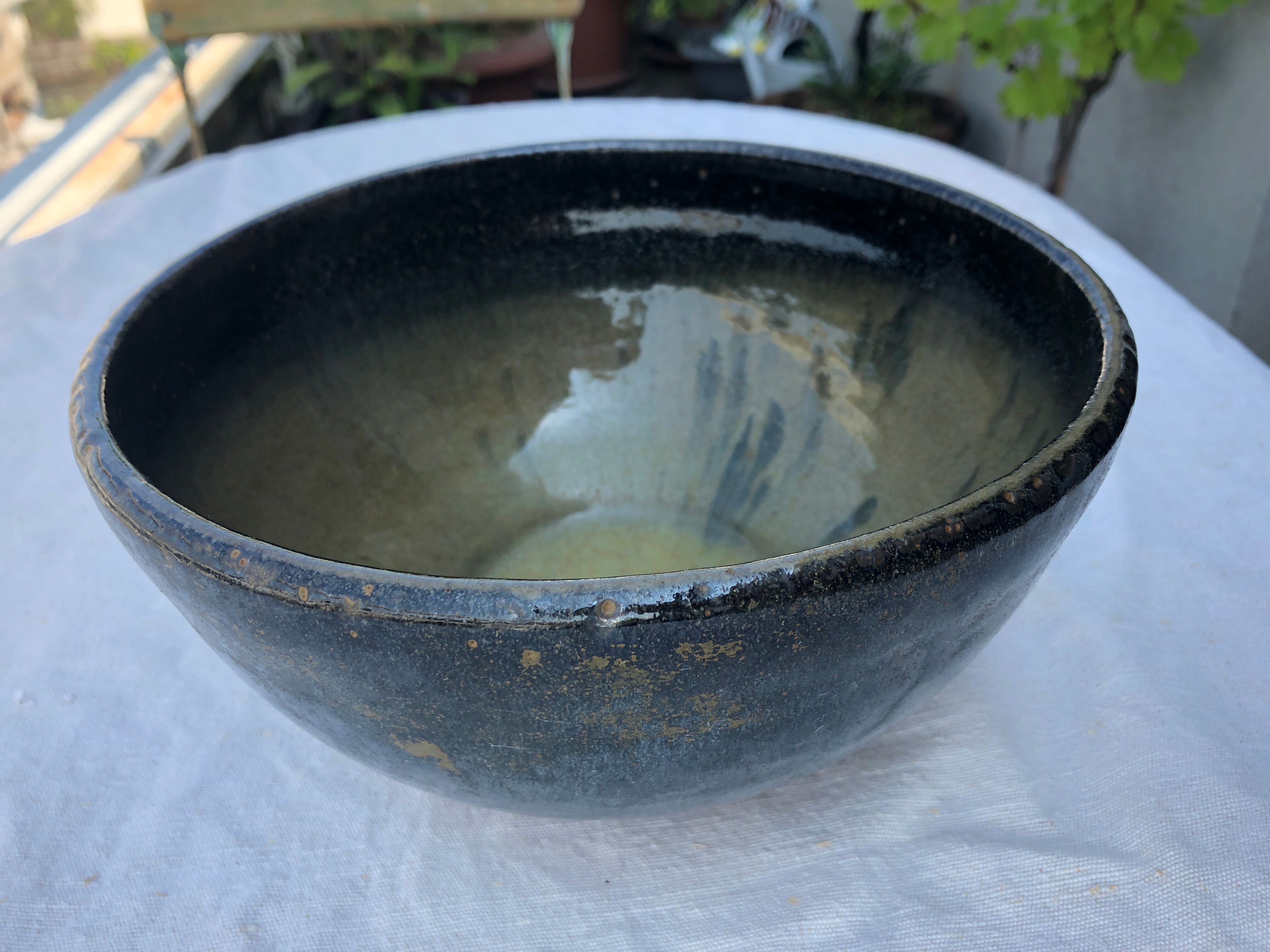 Bowl in glazed stoneware signed the Mignot