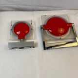 Pair of red Keplero model wall lights, design by chiaramonte