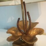 Bronze and brass water lily lamp signed