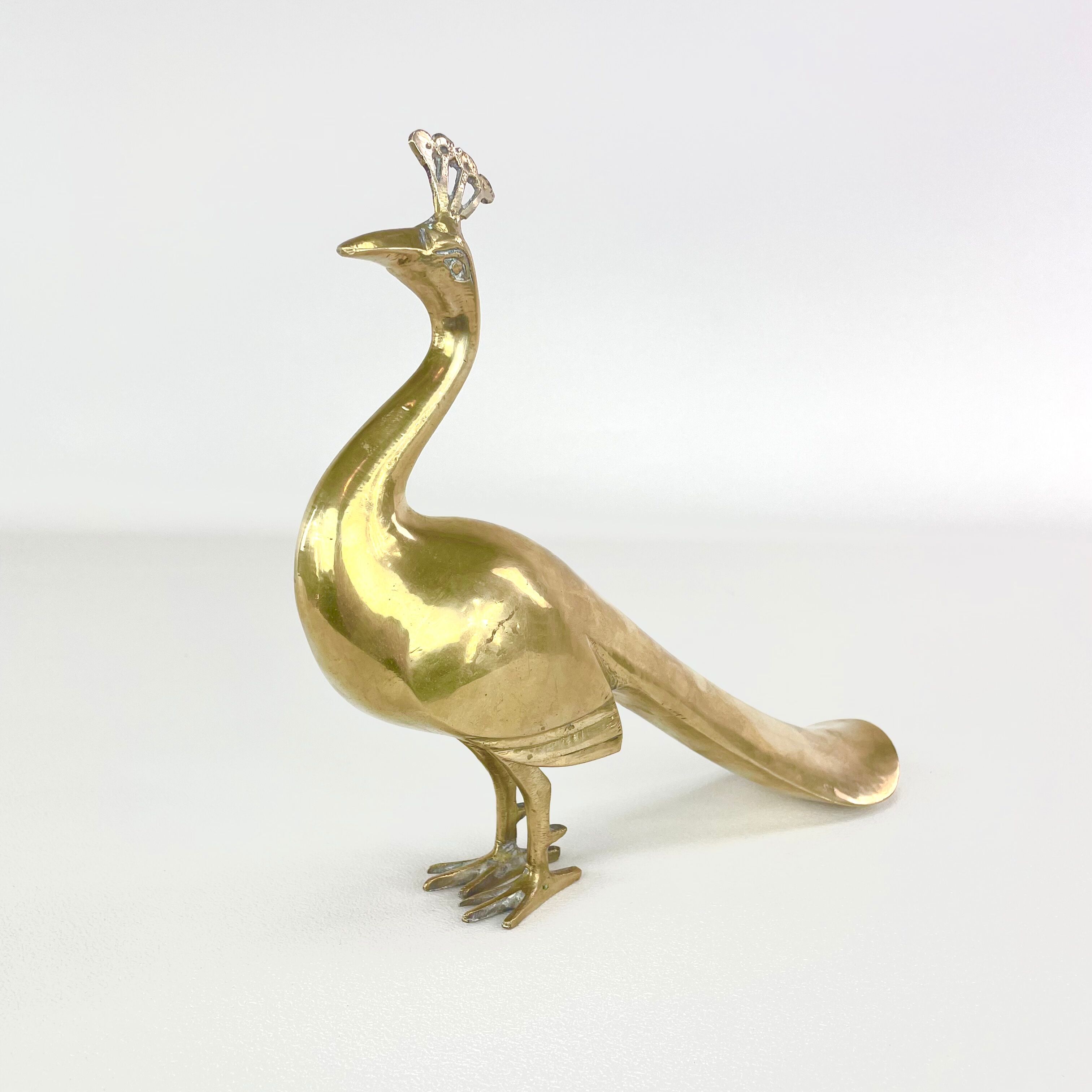 Brass peacock, mid-century