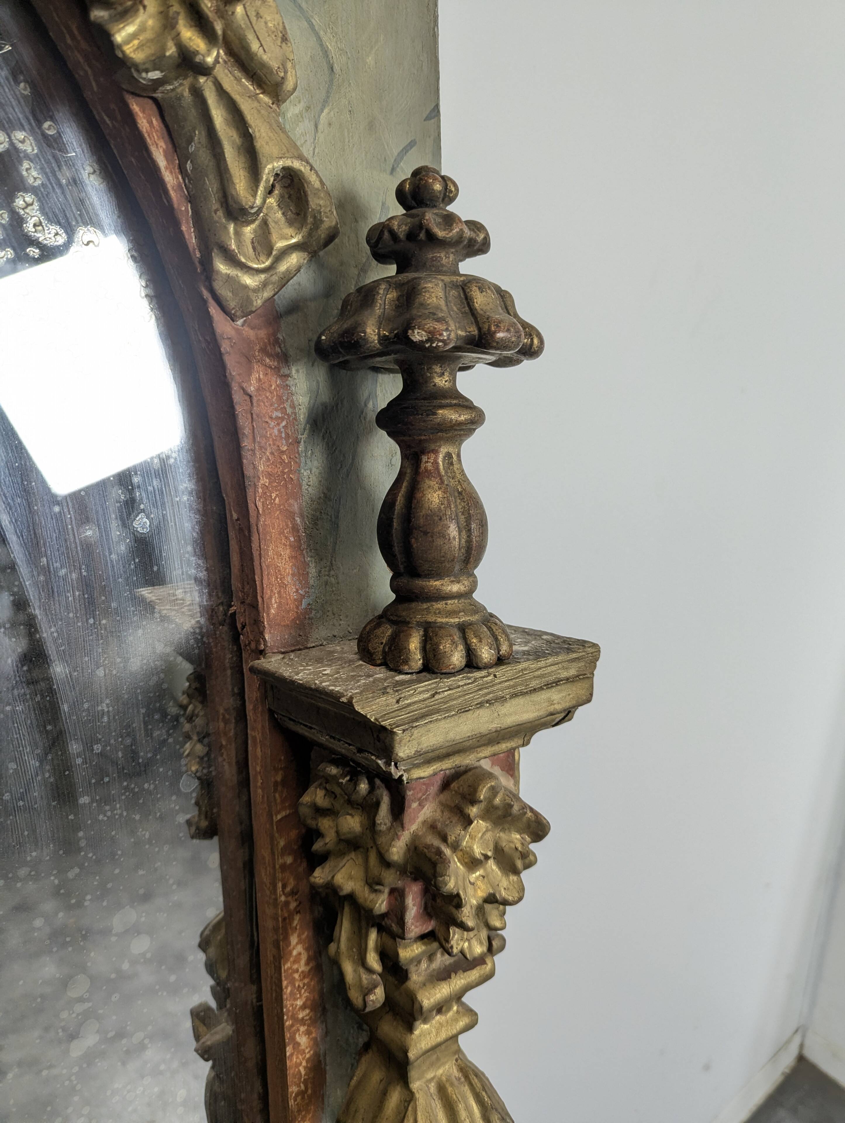 Large trumeau altarpiece composition of woodwork from the 18th century.