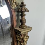 Large trumeau altarpiece composition of woodwork from the 18th century.