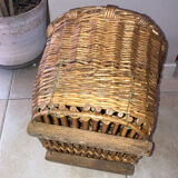 Wicker and hazel bottle basket from the early 20th century or possibly earlier.