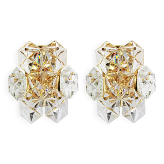 Pair of crystal wall lights by Kinkeldey, Germany, 1970s.