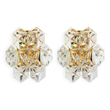 Pair of crystal wall lights by Kinkeldey, Germany, 1970s.