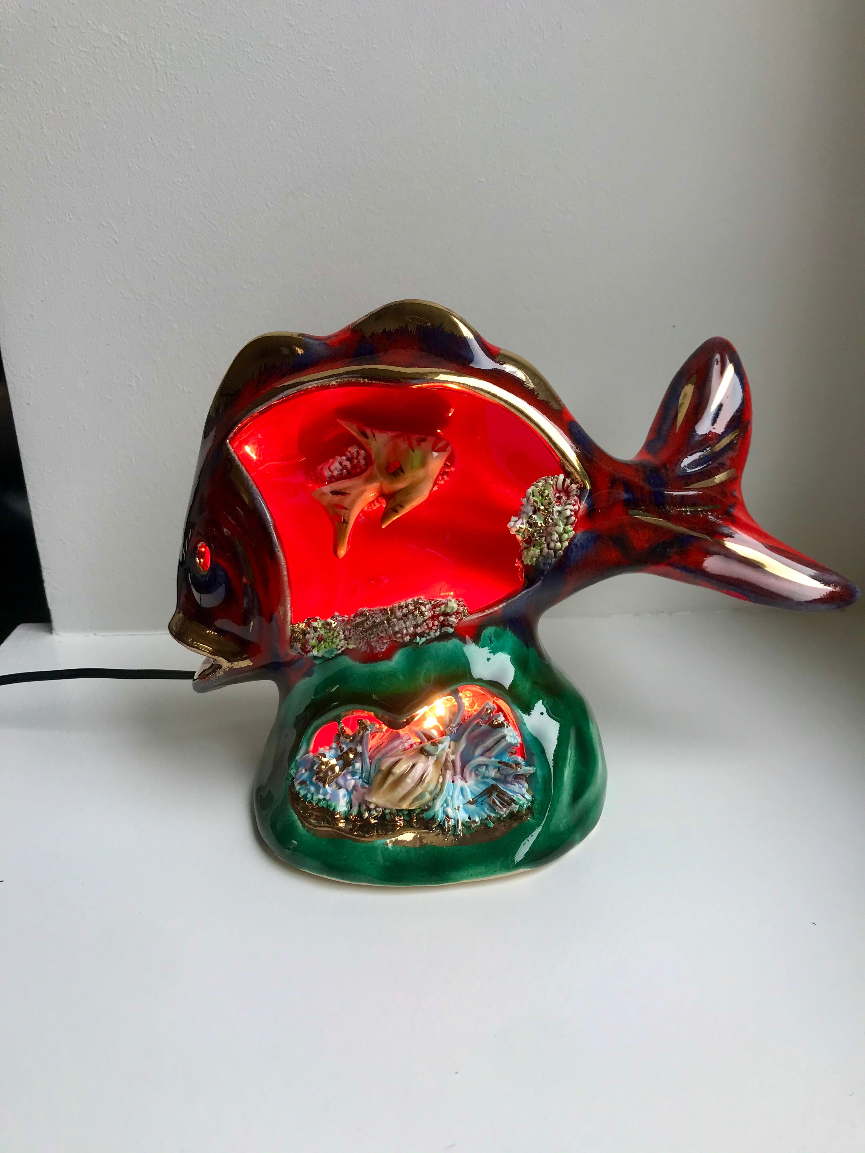 Lampe poisson Vallauris années 70