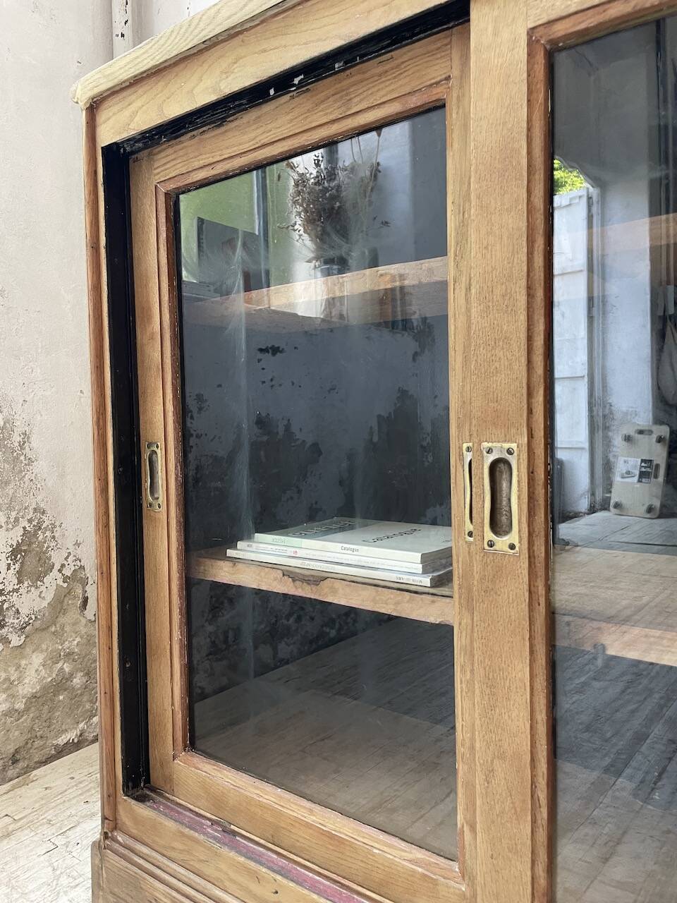 Oak sideboard with glass doors