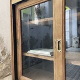 Enfilade meuble de métier chêne portes vitrées