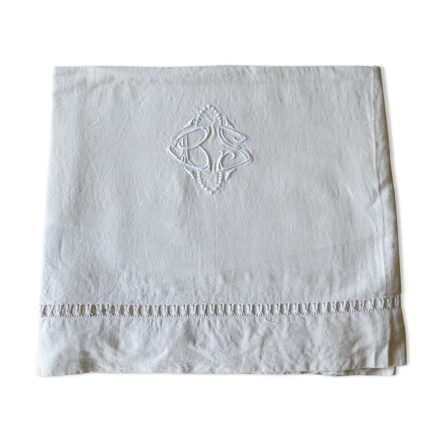 Antique linen embroidered sheet