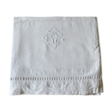 Drap ancien en lin brodé