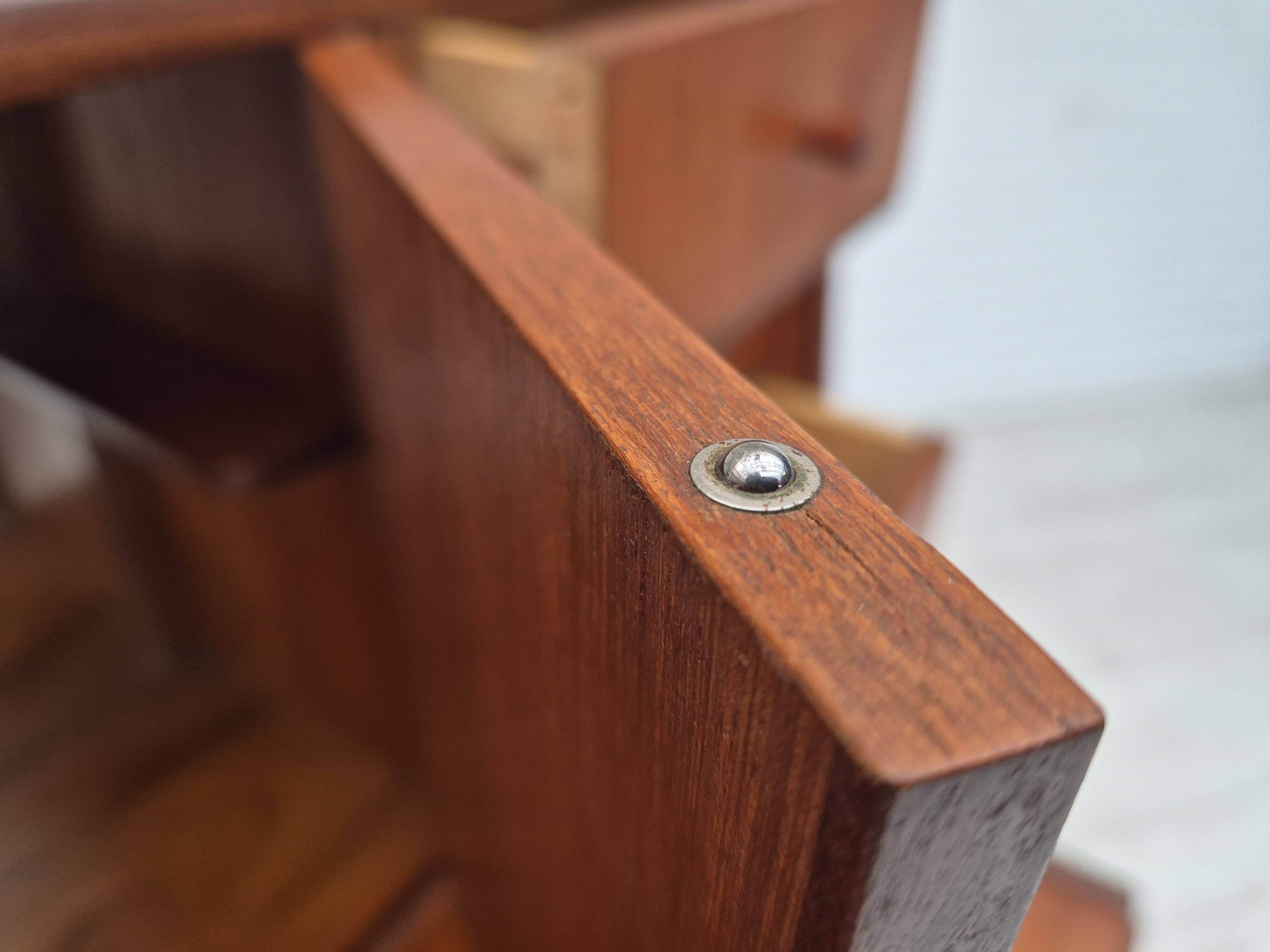 1960s, Danish chest of drawers with a mirror inside, original condition, teak wood.