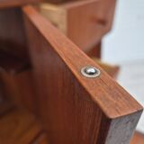 1960s, Danish chest of drawers with a mirror inside, original condition, teak wood.