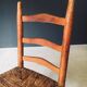 Low rustic ladder back dining chairs in oak and rush, Belgium, 1950s, set of 6.