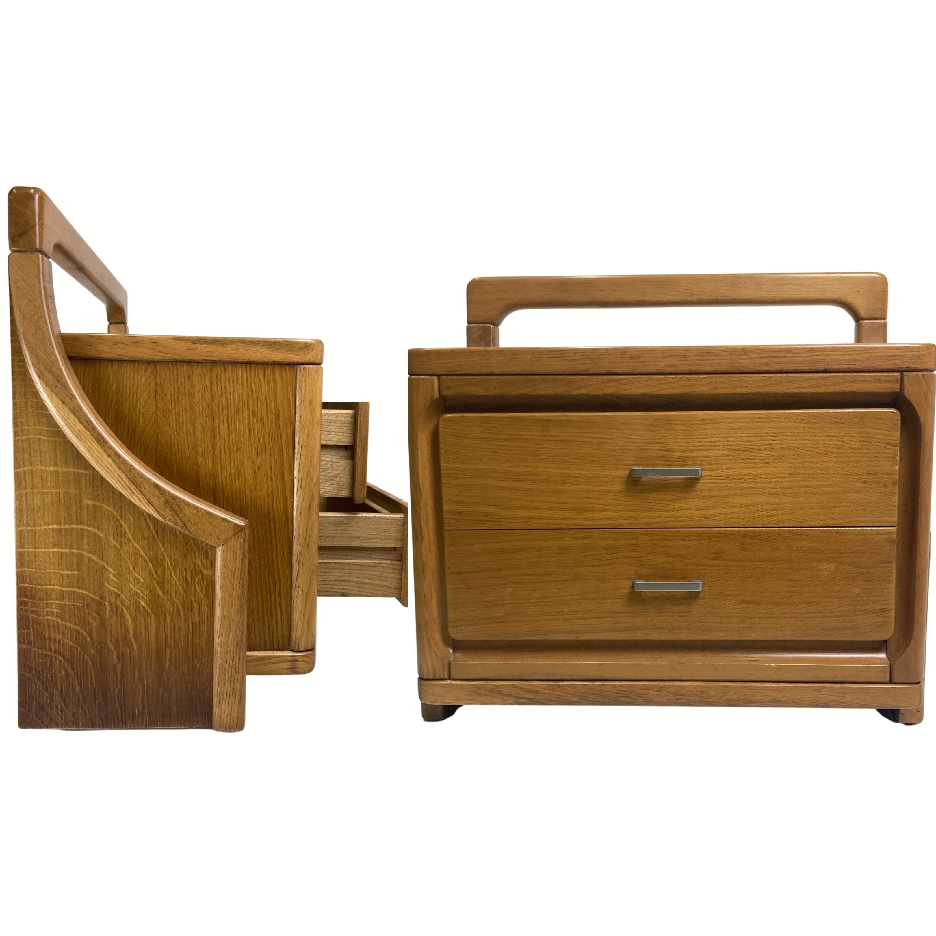 Danish scandinavian oak curved free form night stands or side tables, 1970s