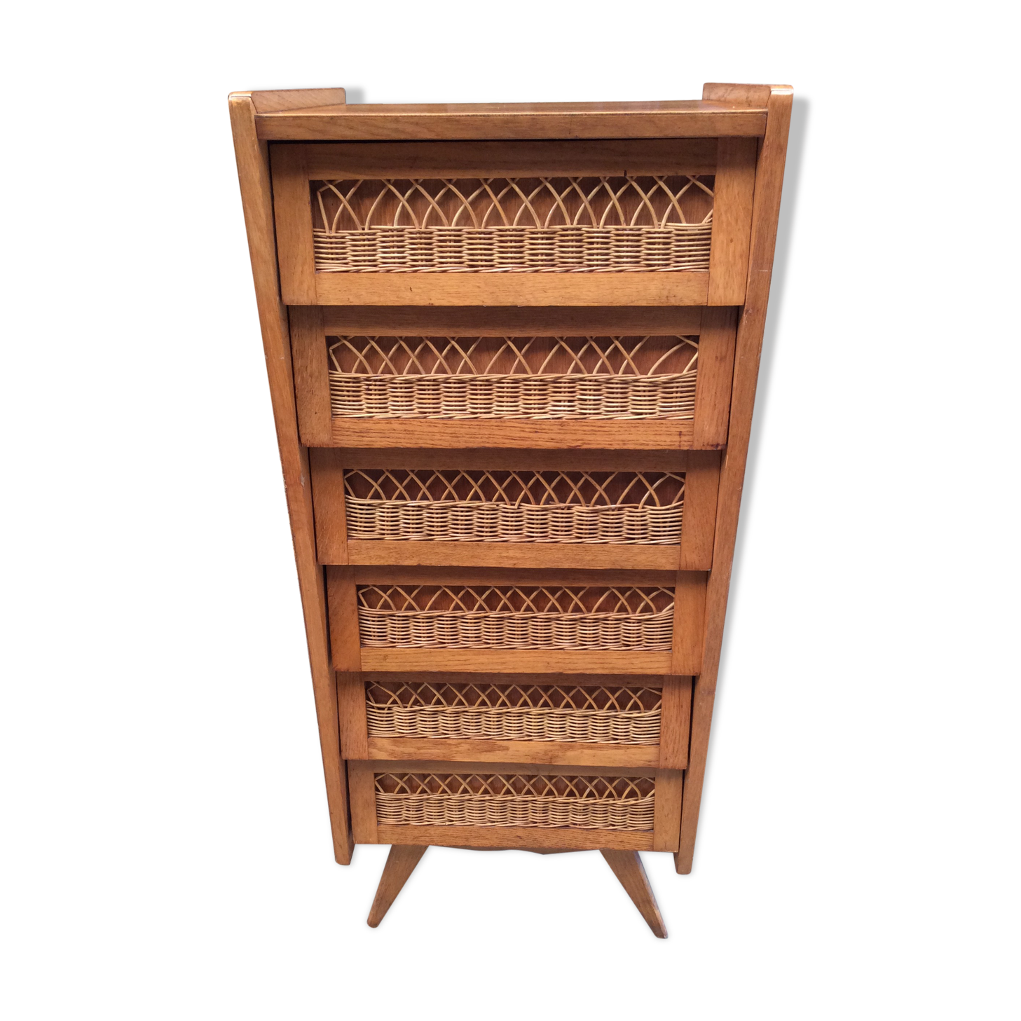 Vintage rattan chiffonr 6 drawers