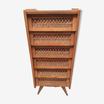 Vintage rattan chiffonr 6 drawers