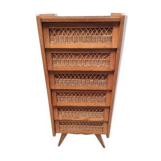 Vintage rattan chiffonr 6 drawers