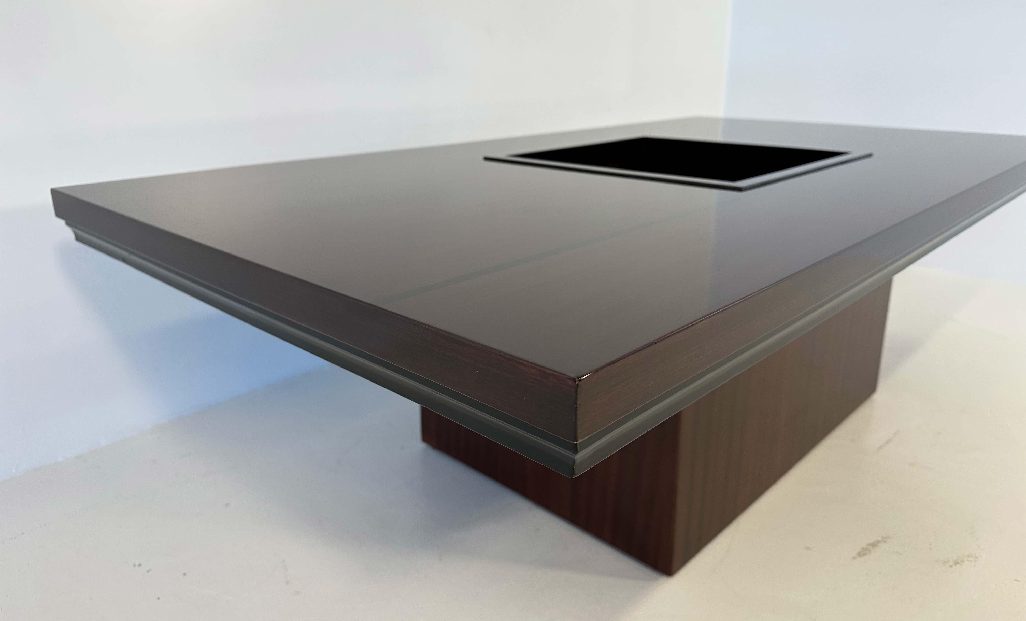 Italian Art Deco Bar Table in Mahogany and Ebonized Inlays, 1980s